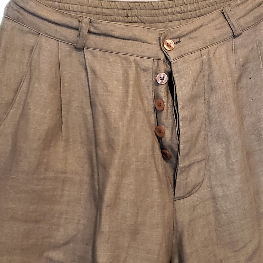 Vintage style straight leg tan linen pants